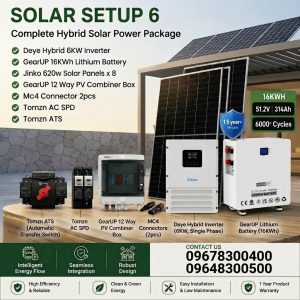 Solar Package 6 — Deye 6 kW + GearUP 16 kWh + 8 × Jinko 620 W