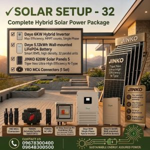 Solar Package 32 — Deye 6 kW + Deye 5 kWh + 5 × Jinko 620 W