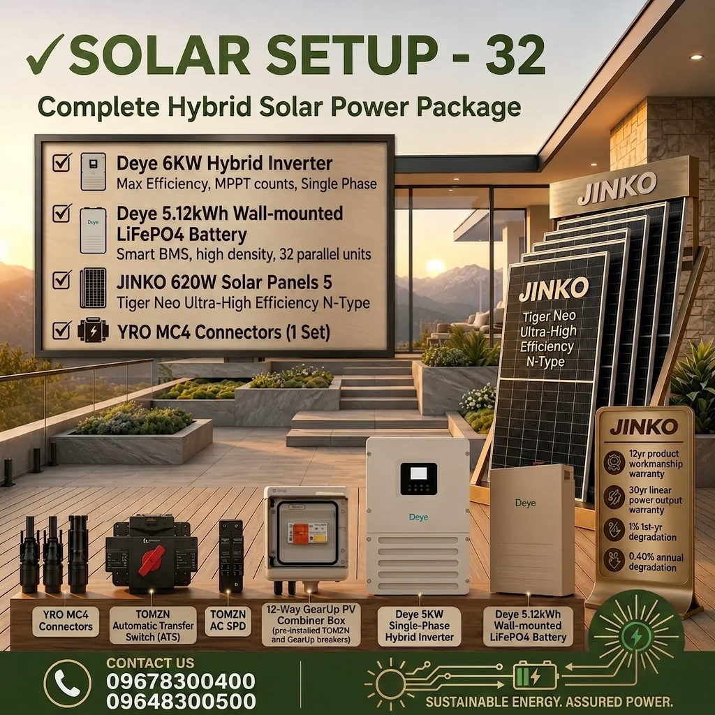Solar Package 32 — Deye 6 kW + Deye 5 kWh + 5 × Jinko 620 W